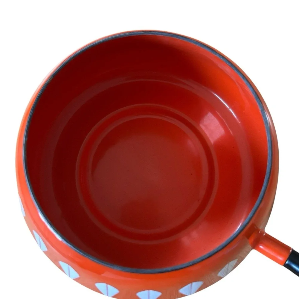 Cathrineholm Norway Orange Lotus Enamel Pot Fondue Pot‎ Very Nice with lid